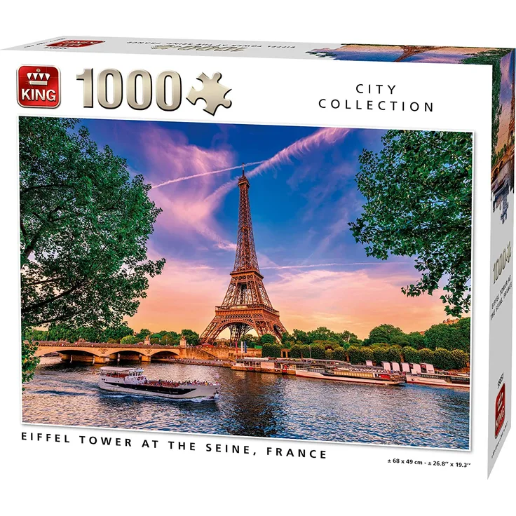 KING 55851 Puzzle Eiffelturm bei der Seine 1000 Teile, vollfarbig, 68 x 49 cm