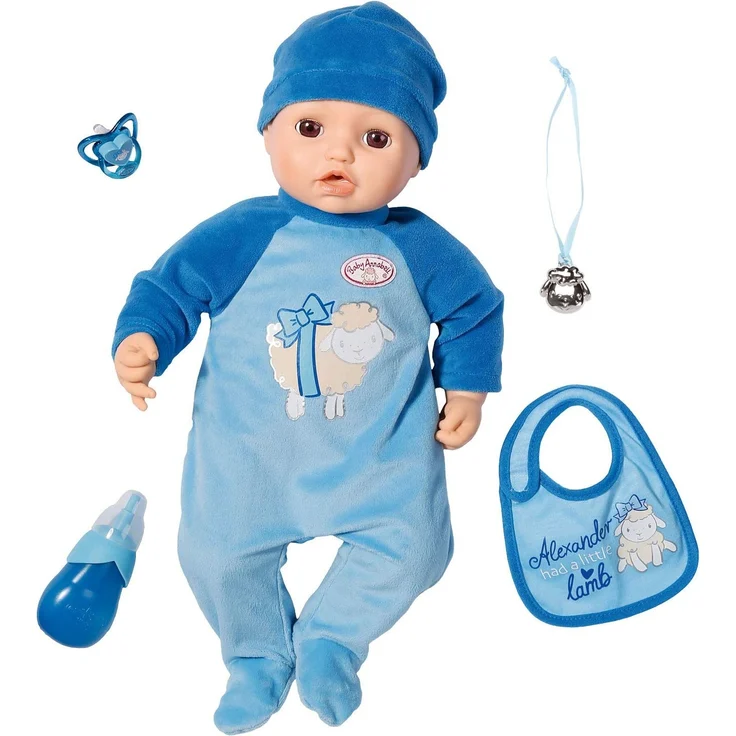 Zapf Creation 701898 Baby Annabell Puppe Alexander mit lebensechten Funktionen und Zubehör 43 cm, blau – Bild 1
