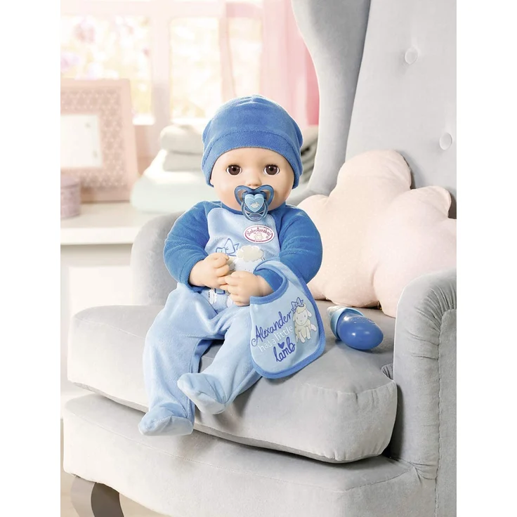 Zapf Creation 701898 Baby Annabell Puppe Alexander mit lebensechten Funktionen und Zubehör 43 cm, blau – Bild 2