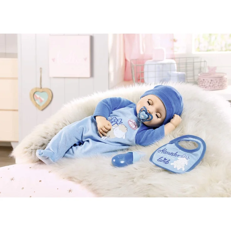 Zapf Creation 701898 Baby Annabell Puppe Alexander mit lebensechten Funktionen und Zubehör 43 cm, blau – Bild 4