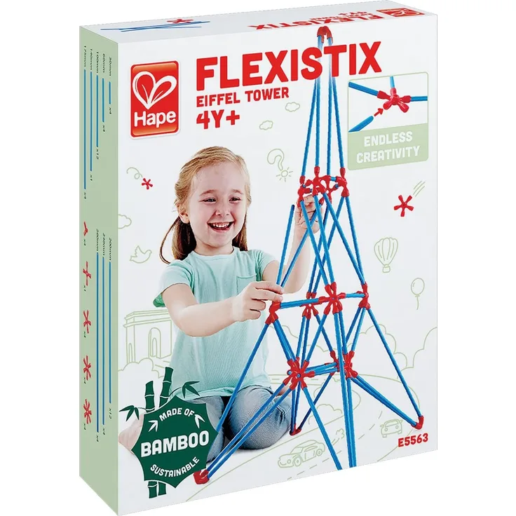 Hape E5563 - Flexistix-Bausatz Eiffelturm aus Bambusstäben - Konstruktionsspielzeug