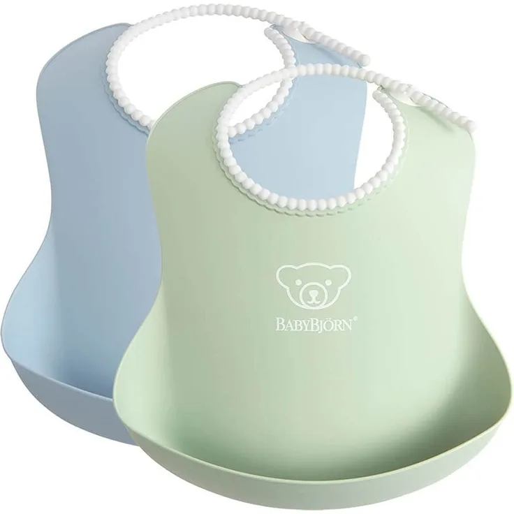 BABYBJÖRN Baby Lätzchen großes Duopack Pastellgrün/Pastellblau