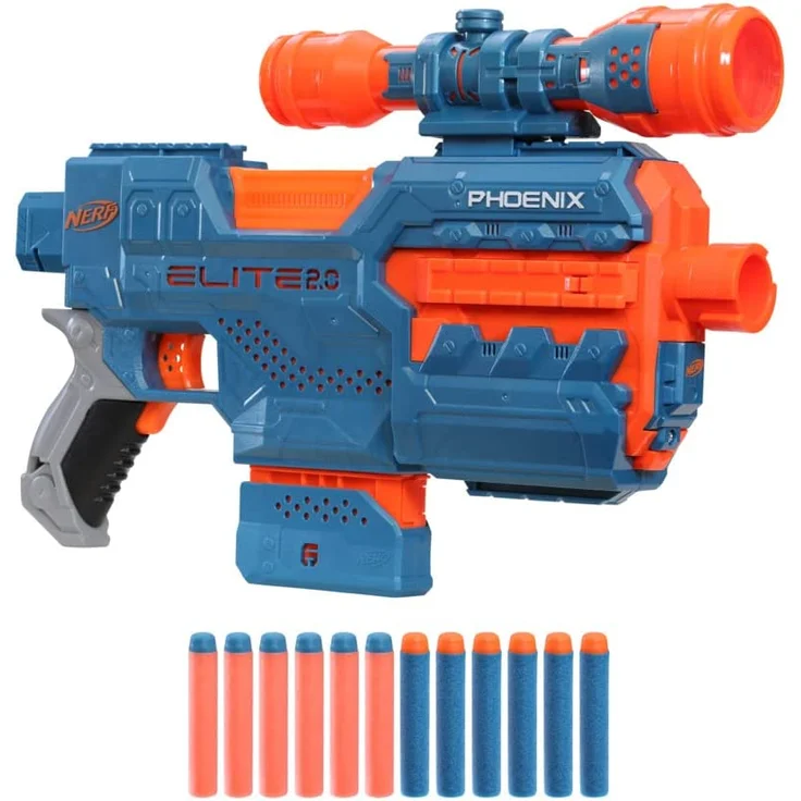 Nerf Elite 2. 0 Phoenix CS-6 motorisierter Blaster, 12 Nerf Darts, Fernrohr, Clip-Magazin, mit Erweiterungsoptionen – Bild 1