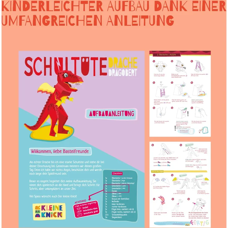School Mood Schultüte - Drache Dagobert Stehende Schultüte - Der Kleine Knick – Bild 6