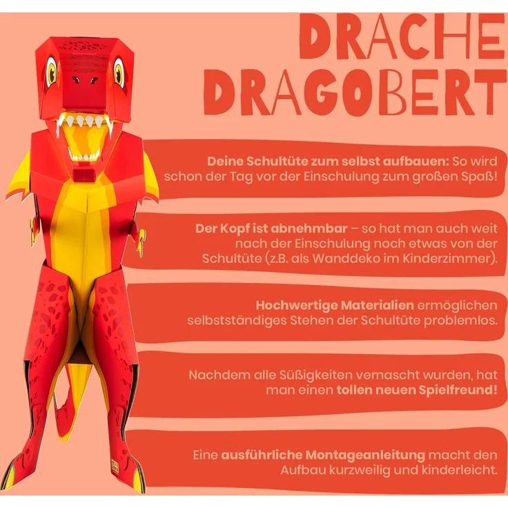 School Mood Schultüte - Drache Dagobert Stehende Schultüte - Der Kleine Knick – Bild 3