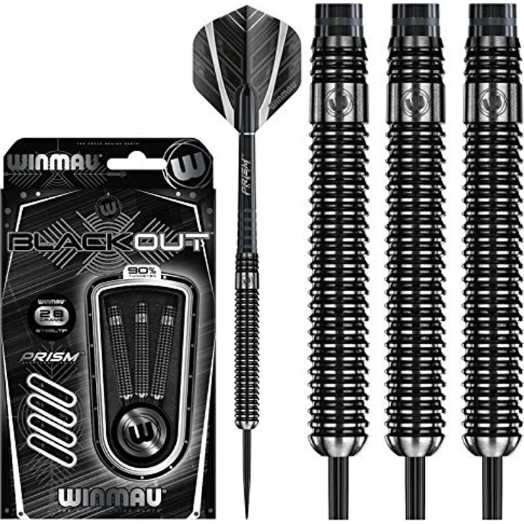 WINMAU Blackout 22g Profi Wolfram Steeltip Dartpfeile Set mit Flights und Schäfte - Preisvergleich – Bild 1