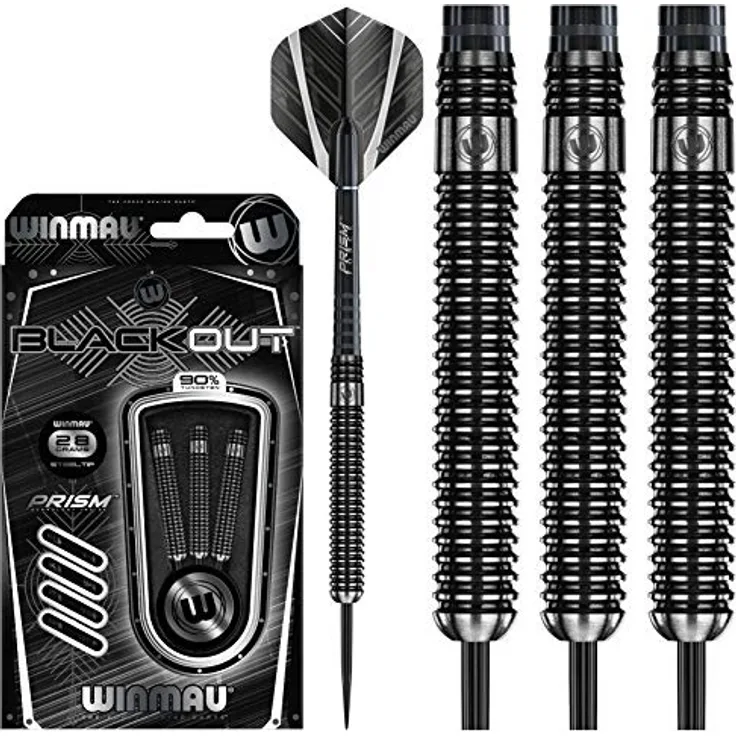 WINMAU Blackout 22g Profi Wolfram Steeltip Dartpfeile Set mit Flights und Schäfte - Preisvergleich