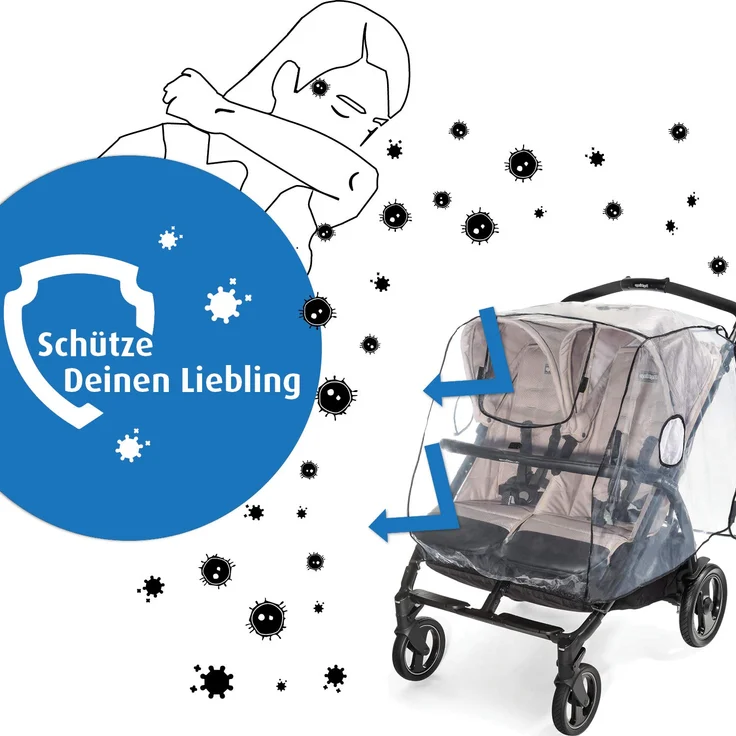 Regenschutz für Zwillingswagen. reer – Bild 3