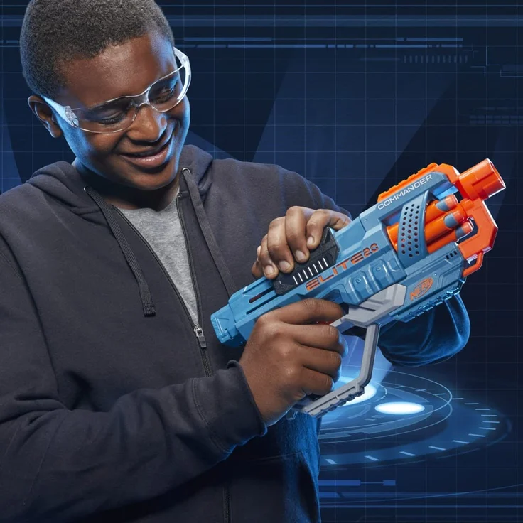 Nerf Elite 2 Commander RD-6 Blaster, 12 Nerf Darts, 6-Dart Rotationstrommel, Tactical Rail Steckschienen, Befestigungspunkte – Bild 3