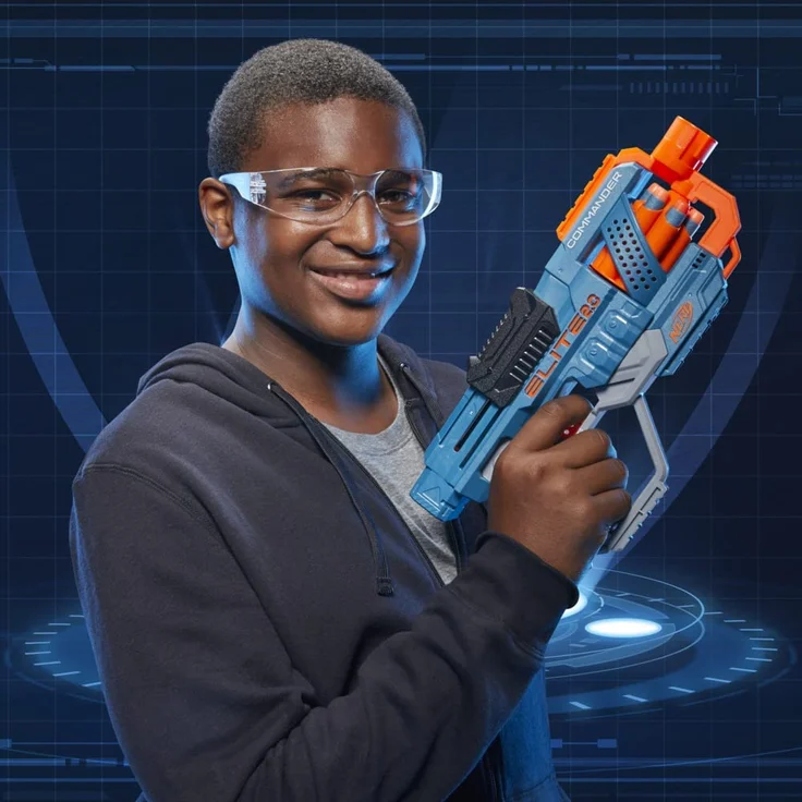Nerf Elite 2 Commander RD-6 Blaster, 12 Nerf Darts, 6-Dart Rotationstrommel, Tactical Rail Steckschienen, Befestigungspunkte – Bild 5