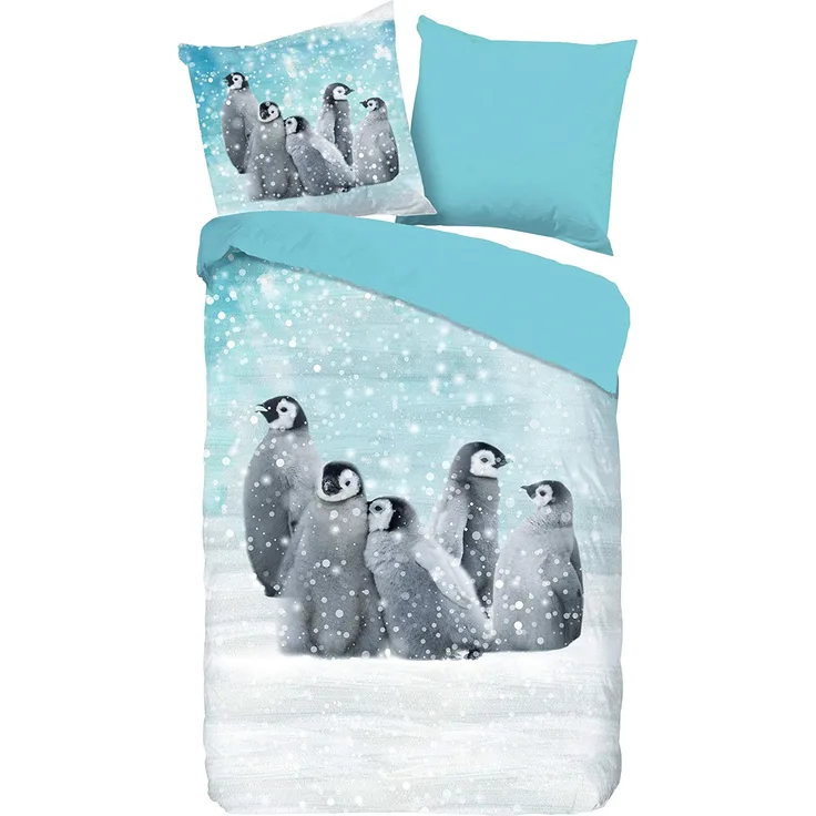 Good morning 'Pengu' Flanell Bettwäsche blue 135x200