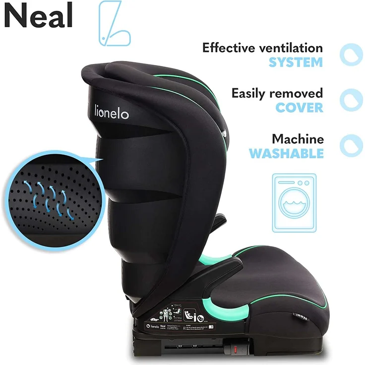 LIONELO Neal Kindersitz 15-36kg, Isofix, Seitenprotektoren, Kennzeichnung i-Size, 3-fach verstellbare Rückenlehne, Höhenverstellbare Kopfstütze, Belüftungssystem – Bild 7