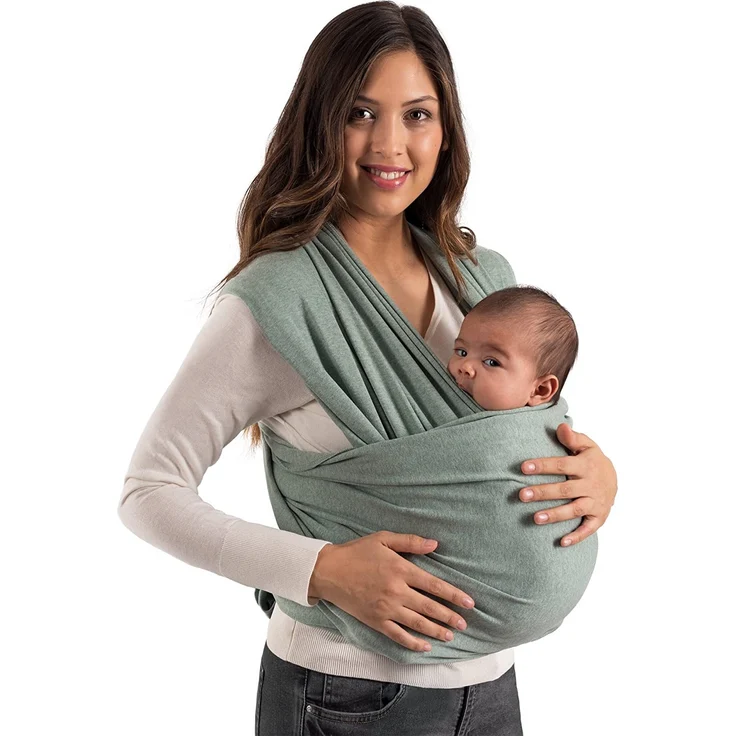 Laleni Tragetuch Baby Neugeborene aus 100% Bio-Baumwolle - Babytragetuch bis 15 kg mit ergonomischer Passform, Einfach Anzuziehen für Mütter und Väter, Waschmaschinengeeignet - Grün – Bild 1