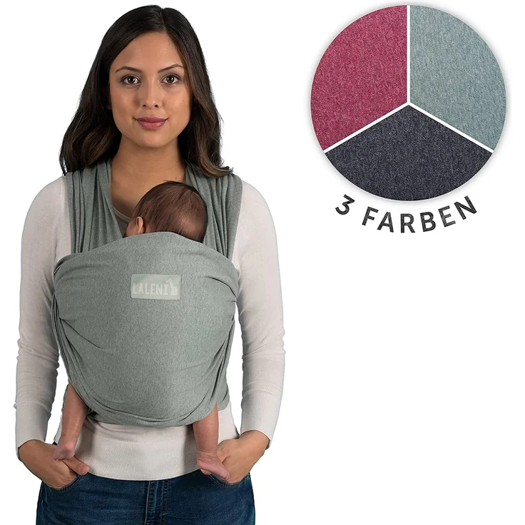 Laleni Tragetuch Baby Neugeborene aus 100% Bio-Baumwolle - Babytragetuch bis 15 kg mit ergonomischer Passform, Einfach Anzuziehen für Mütter und Väter, Waschmaschinengeeignet - Grün – Bild 2