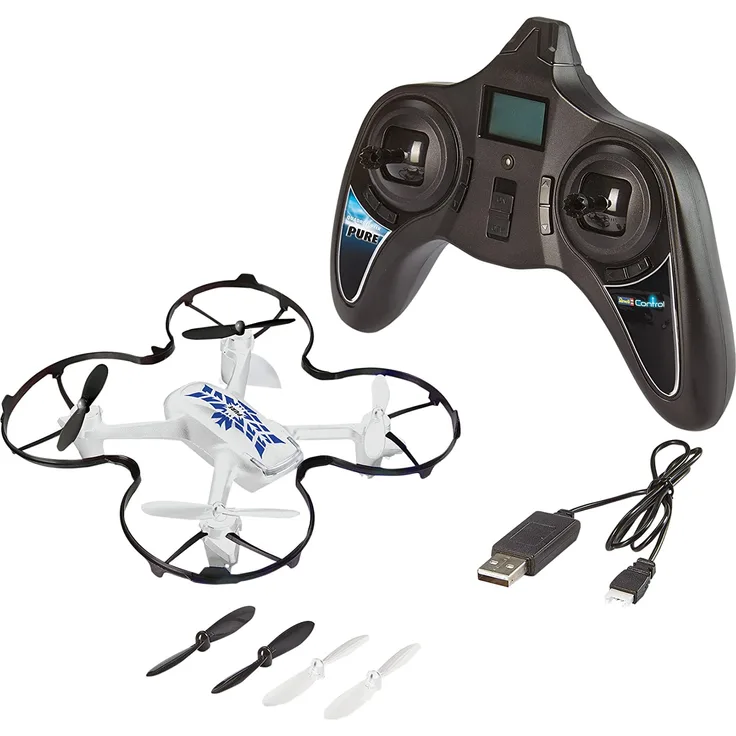 Revell Control RC Quadrocopter, ferngesteuert mit 2,4 GHz Fernsteuerung, leicht zu fliegen dank Höhensensor, Geschwindigkeisstufen und Flip-Funktion, Headless, LED, Gyro, Propellerschutz, PURE 23921