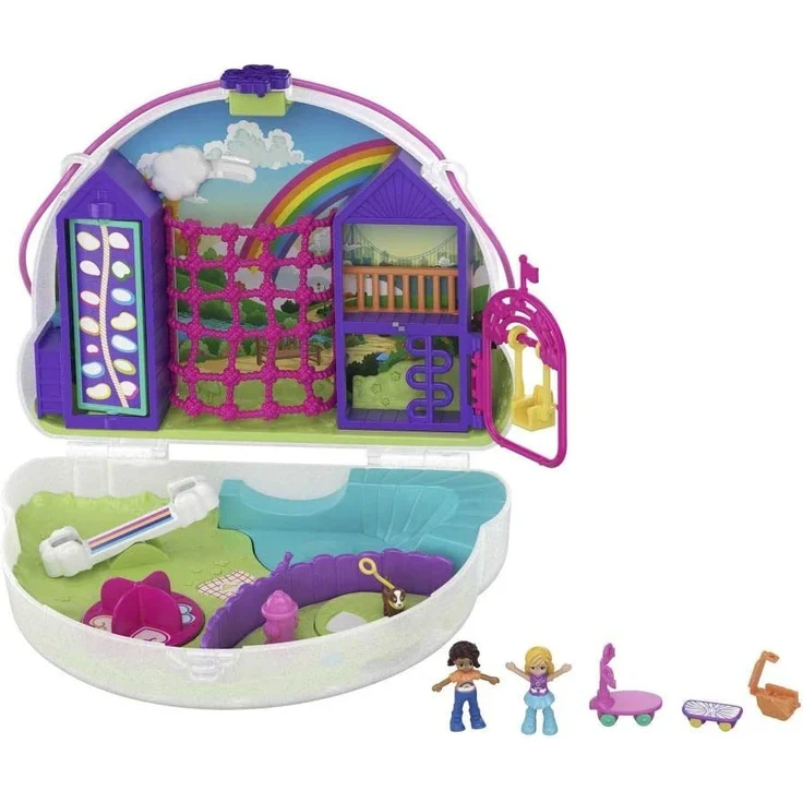 Polly Pocket GKJ65 - Regenbogen Tasche, tragbare Schatulle mit Zubehörteilen, Spielzeug ab 4 Jahren – Bild 1