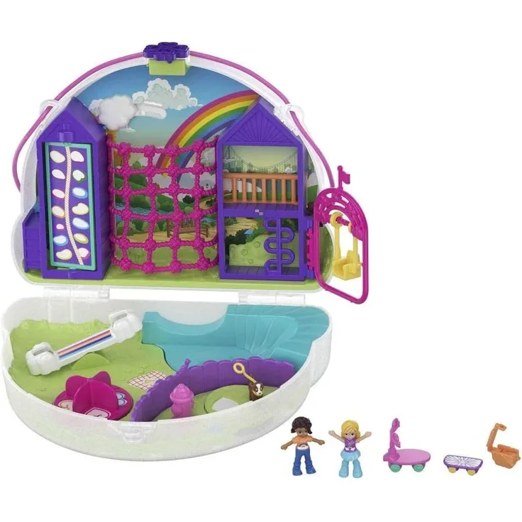 Polly Pocket GKJ65 - Regenbogen Tasche, tragbare Schatulle mit Zubehörteilen, Spielzeug ab 4 Jahren