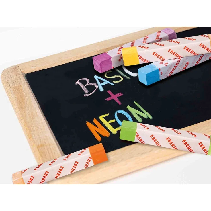 Eberhard Faber 526012 - Colori Wandtafel-Kreiden in 6 Basic und 6 Neon-Farben, im Kartonetui, leicht abwischbare Tafel-Kreide, staubfrei, für Schule und Freizeit – Bild 2
