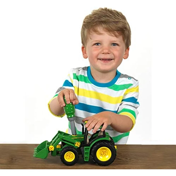 Theo Klein 3903 John Deere Traktor I Mit Frontlader und Gegengewicht I Demontierbare Einzelteile I Maße: 24,5 cm x 9,5 cm x 12 cm I Spielzeug für Kinder ab 3 Jahren – Bild 2