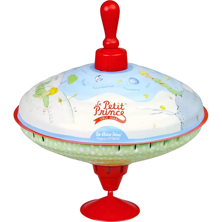 Lena 52248 Der Kleine Prinz Brummkreisel Ø19 cm, Metall Kreisel, Schwungkreisel aus Blech, klassischer Pumpkreisel, Blechkreisel mit Spitze, Spielzeugkreisel für Kinder ab 18 Monate