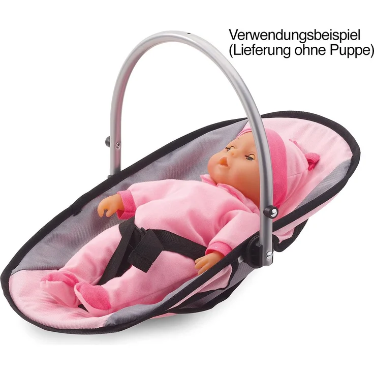 Bayer Design 63608AB, Puppenzubehör, Puppenhochstuhl, Puppentrage, Puppenwiege, mit Tasche, rosa/grau – Bild 6