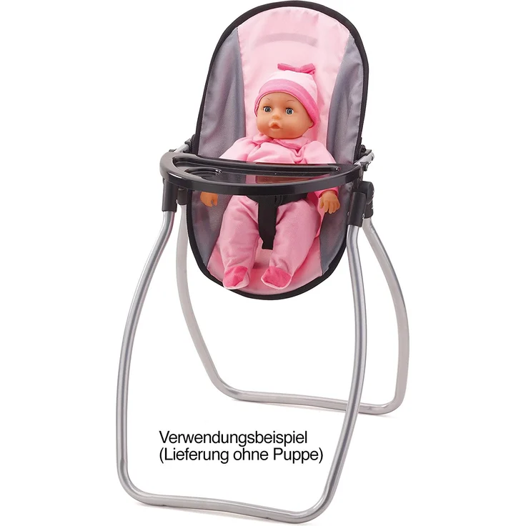 Bayer Design 63608AB, Puppenzubehör, Puppenhochstuhl, Puppentrage, Puppenwiege, mit Tasche, rosa/grau – Bild 7