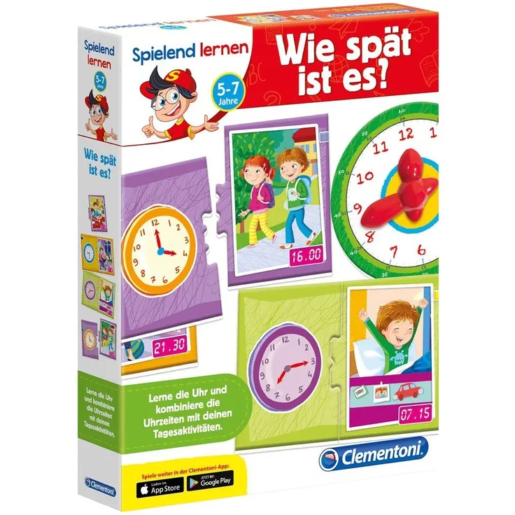 Clementoni 96097 Clementoni-96097-Spielend Lernen-Wie spät ist es, Mehrfarbig