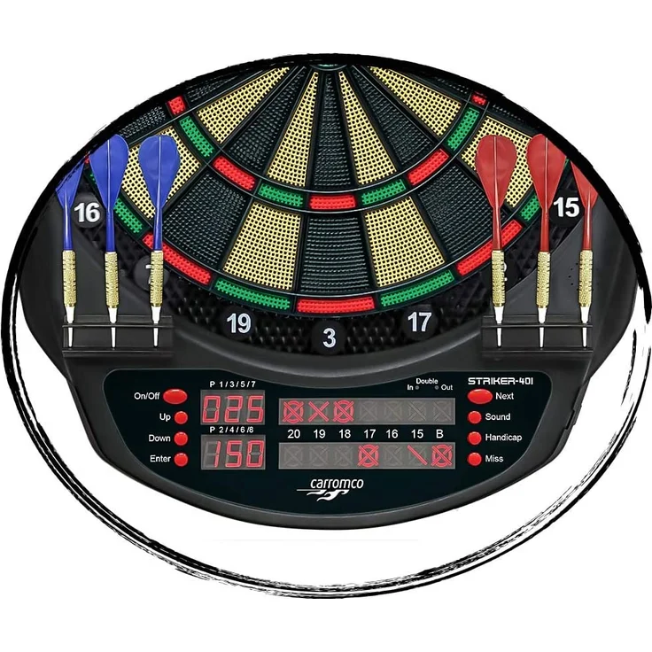 Striker-401 elektronische Dartscheibe, 3-Loch mit Adapter | Carromco – Bild 2