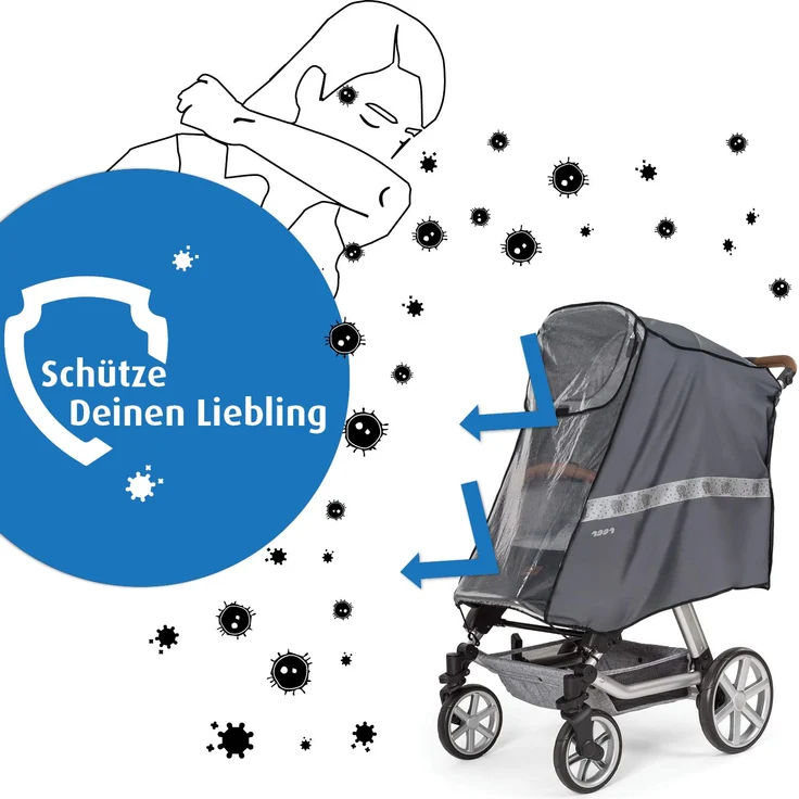Reer Regenschutz für Buggys mit Verdeck und Liegefunktion sowie Sportwagen – Bild 3