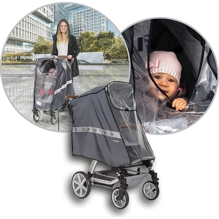 Reer Regenschutz für Buggys mit Verdeck und Liegefunktion sowie Sportwagen – Bild 1