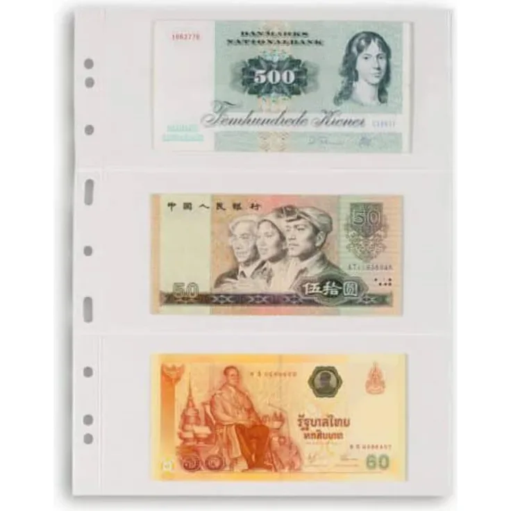 Leuchtturm - Kunststoffhüllen Grande, 3 waagrechte Streifen, glasklar, 5er Pack