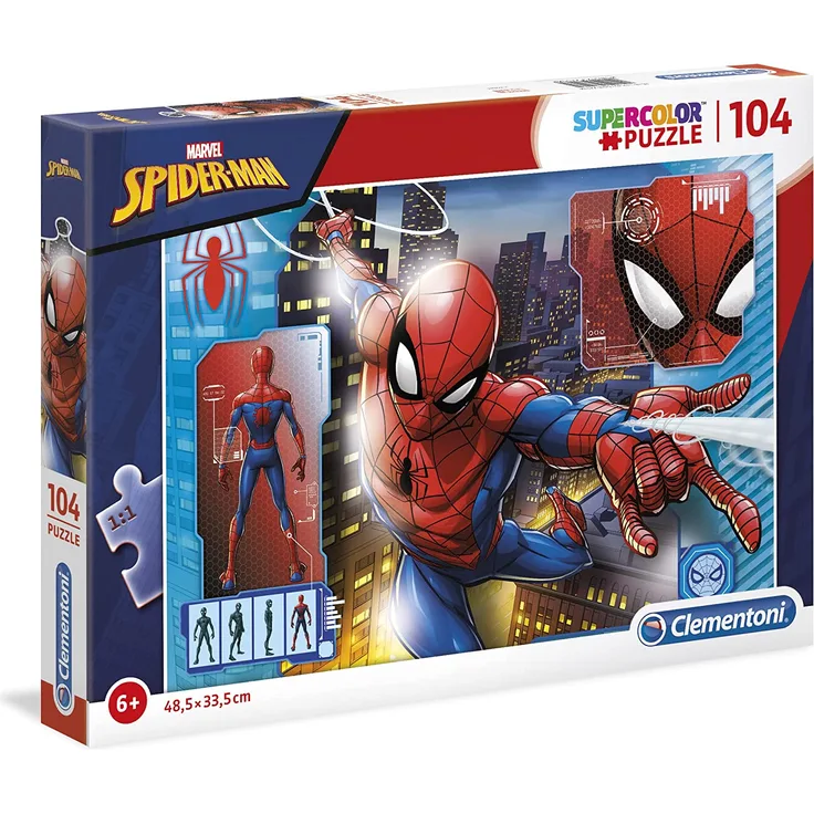 Clementoni 27118 Spiderman-Supercolor Puzzle, 104 Teile, für Kinder ab 6 Jahre, Mehrfarben, 104pezzi