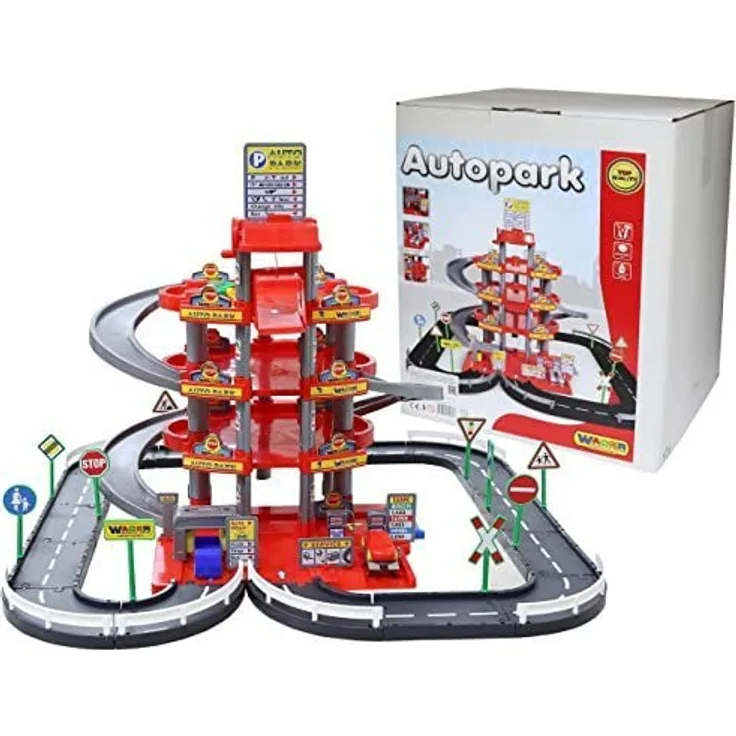 Polesie 4-level car park with a road and cars red