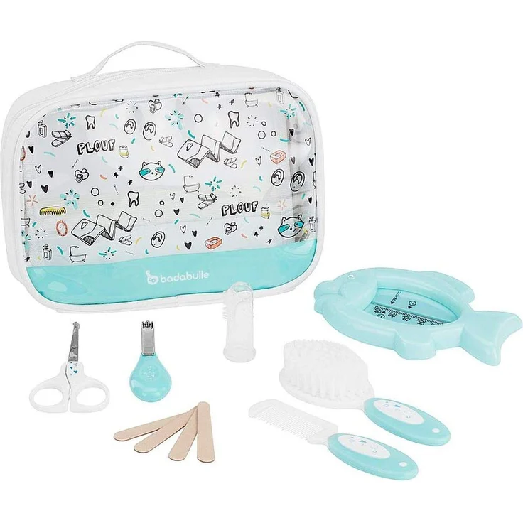 Badabulle Baby Splash Pflegeset, 7-teilig, mit extraviel Platz für weitere Pflegeartikel, transparent – Bild 1