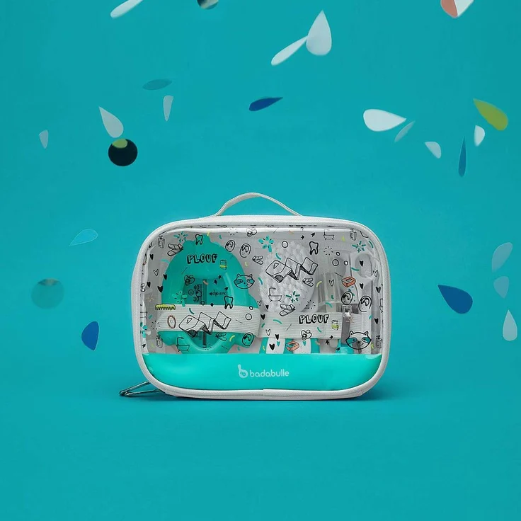 Badabulle Baby Splash Pflegeset, 7-teilig, mit extraviel Platz für weitere Pflegeartikel, transparent – Bild 2