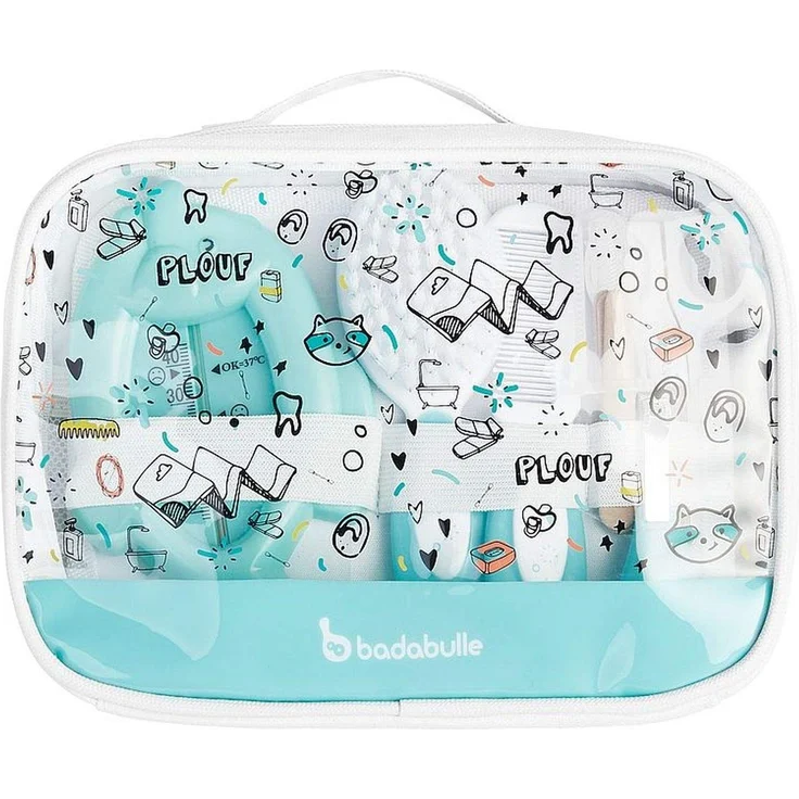 Badabulle Baby Splash Pflegeset, 7-teilig, mit extraviel Platz für weitere Pflegeartikel, transparent – Bild 3