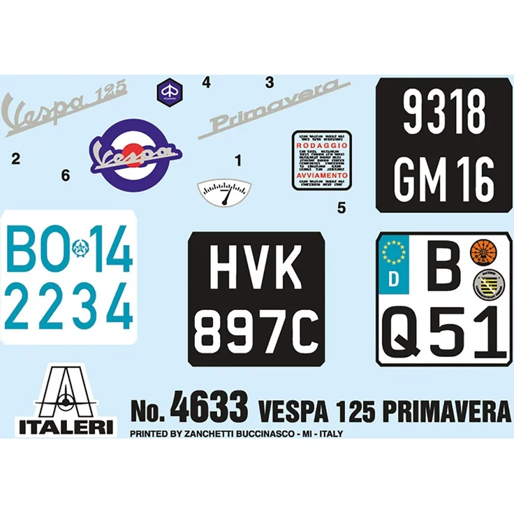 Italeri 4633 Vespa 510104633-1:9 125" Primavera, Modellbau, Bausatz, Standmodellbau, Basteln, Hobby, Kleben, Plastikbausatz, unlackiert – Bild 7
