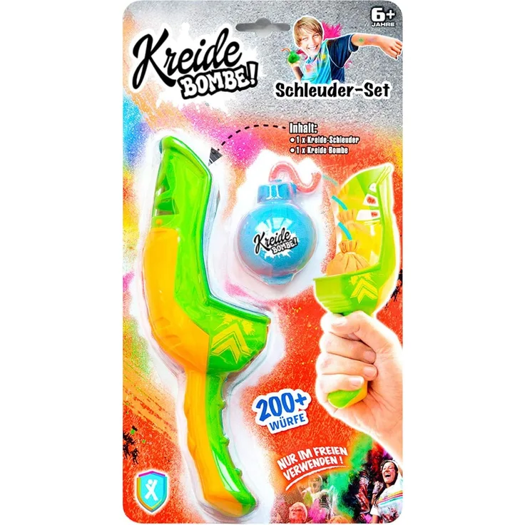 Xtrem Toys 00350 Kreide Bombe, 2 teiliges Set bestehend aus Schleuder und Einer Kreidebombe, Diese kann über 200 mal geworfen Werden