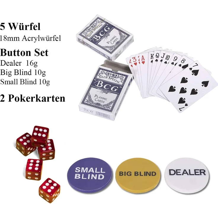 COSTWAY Pokerset Pokerkoffer 500 Laser-Chips Alukoffer Alu Pokerkoffer + Tuch + 2 Pokerdecks – Bild 9