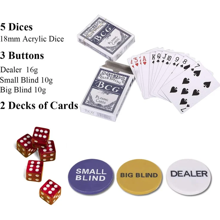 COSTWAY Pokerset Pokerkoffer 500 Laser-Chips Alukoffer Alu Pokerkoffer + Tuch + 2 Pokerdecks – Bild 5