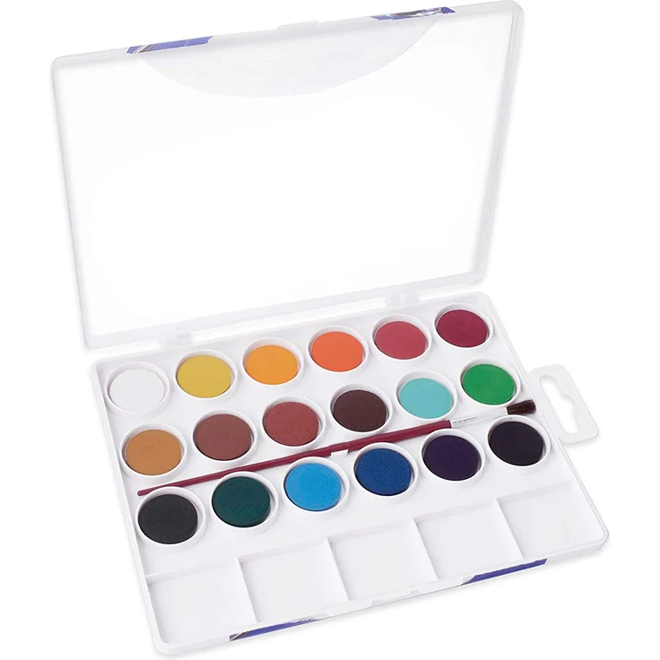 Jovi Wasserfarbkasten, 18 Wasserfarben mit Pinsel und Mischpalette - Preisvergleich – Bild 2
