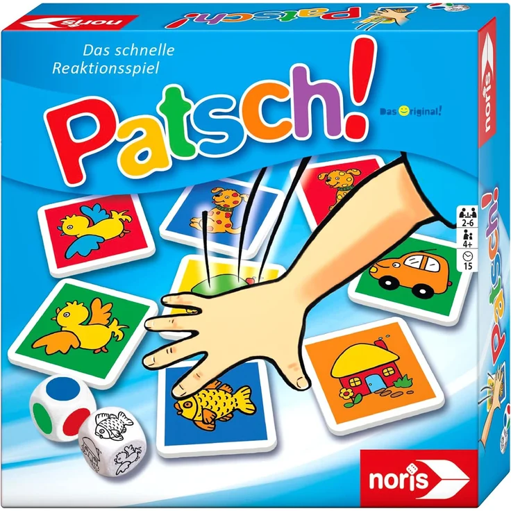Noris 606013612 Patsch, das schnelle Reaktionsspiel mit 25 Bildkärtchen und einem Würfel, Lernspiel für Kinder ab 4 Jahren - Preisvergleich – Bild 4