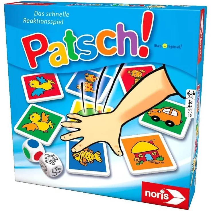 Noris 606013612 Patsch, das schnelle Reaktionsspiel mit 25 Bildkärtchen und einem Würfel, Lernspiel für Kinder ab 4 Jahren - Preisvergleich – Bild 6