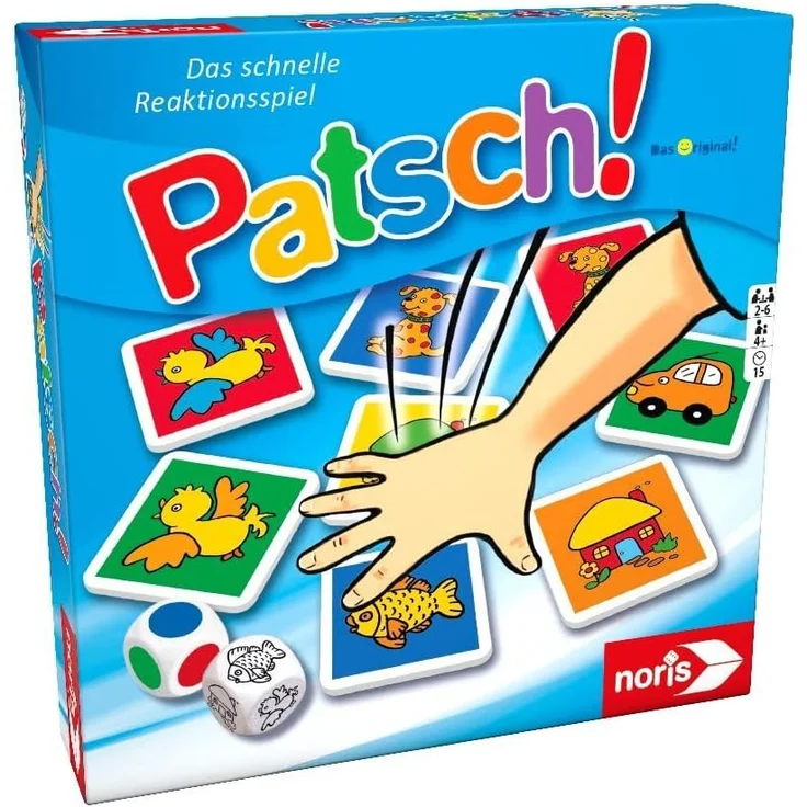 Noris 606013612 Patsch, das schnelle Reaktionsspiel mit 25 Bildkärtchen und einem Würfel, Lernspiel für Kinder ab 4 Jahren - Preisvergleich – Bild 7
