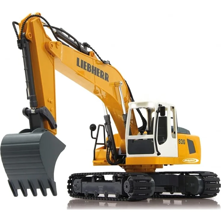 Jamara 405060 - Bagger Liebherr R936 1:20 2,4G - realistische Funktionen (entladen/ aufladen), jedes Gelenk einzeln steuerbar, 660 ° Turmdrehung, Metallschaufel, Motorsound, Hupe, Rückfahrwarnsound – Bild 3