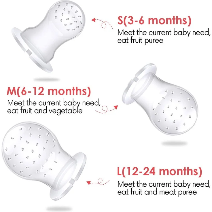 ANGELBLISS Fruchtsauger Baby/Schnuller, Schätzchen Schnuller Obst Gemüse Sauger für 3-24 Monate, 6 Silikonbeutel in 3 Größen, Beißspielzeug, BPA-frei (2 Stück) – Bild 5