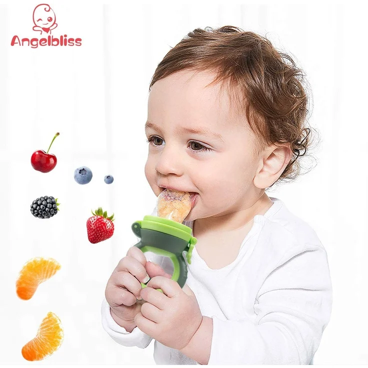 ANGELBLISS Fruchtsauger Baby/Schnuller, Schätzchen Schnuller Obst Gemüse Sauger für 3-24 Monate, 6 Silikonbeutel in 3 Größen, Beißspielzeug, BPA-frei (2 Stück) – Bild 6