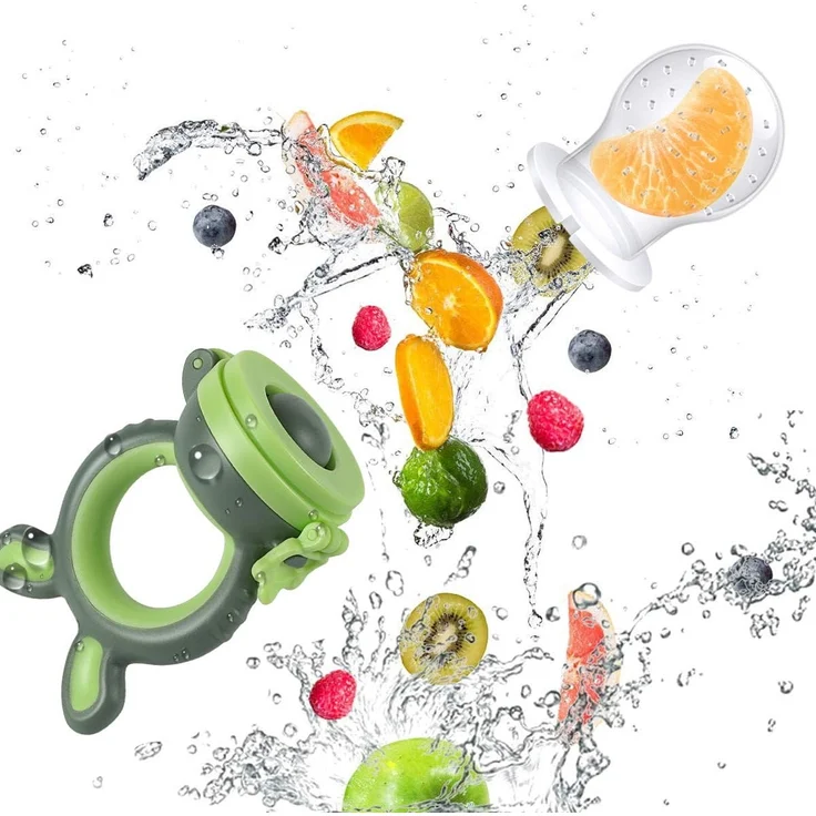 ANGELBLISS Fruchtsauger Baby/Schnuller, Schätzchen Schnuller Obst Gemüse Sauger für 3-24 Monate, 6 Silikonbeutel in 3 Größen, Beißspielzeug, BPA-frei (2 Stück) – Bild 3