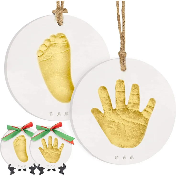Baby Gipsabdruck Set - Personalisierte Neugeborenen Baby Hand und Fußabdruck Set - Gibsabdruckset Baby Hand und Fuß - Fusabdruckset Baby ​für Baby Dusche Geschenke (Goldfarbe)