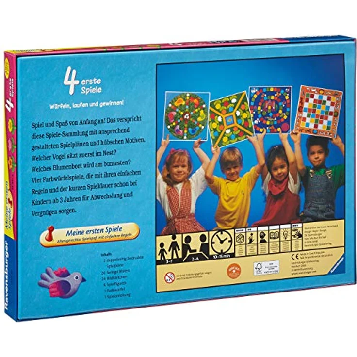 Ravensburger 21417 - 4 erste Spiele - Spielesammlung für die Kleinen - Spiele für Kinder ab 3 Jahren, Brettspiele für 2-6 Spieler - Farbwürfel – Bild 2